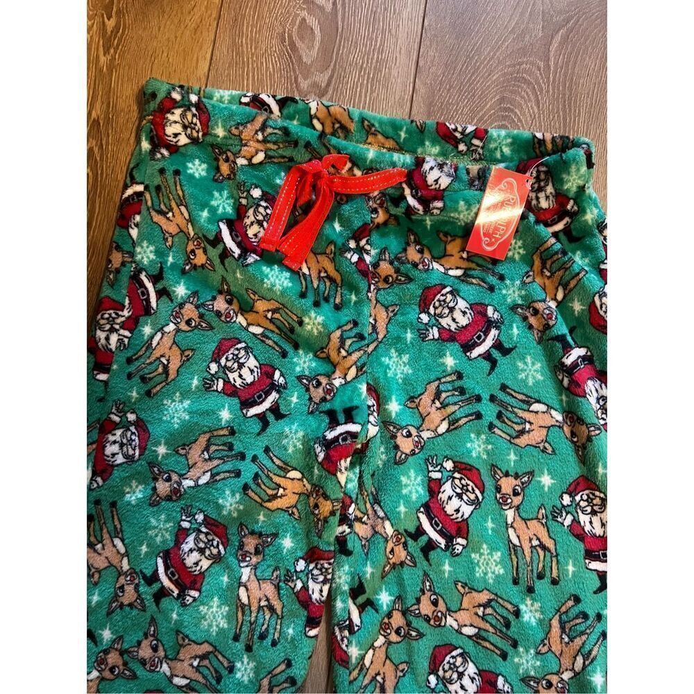 Rudolph Red Nose Reindeer Size XL Fleece Graphic Character Pajama Pants Santa - Picture 3 of 7